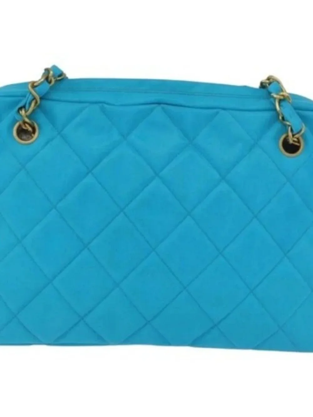CHANEL Matelasse Chain Shoulder Bag Nylon Blue Gold CC Auth 181801SV